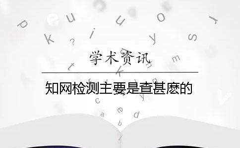 知网检测主要是查甚麽的